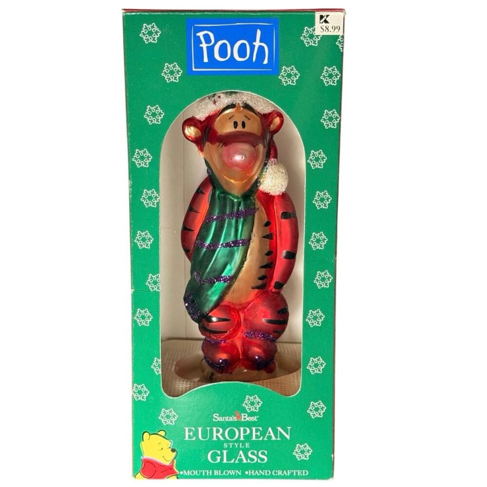 Vintage 1997 Santa's Best Disney Tigger European Glass Christmas Ornament w/ Box